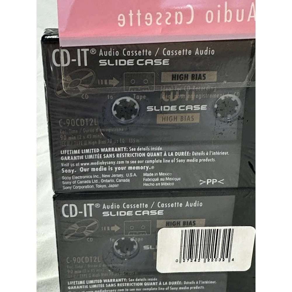 Vintage Sony CD-IT II 90 Min High Bass Audio Cassettes Type 2 New Sealed 2 Pack